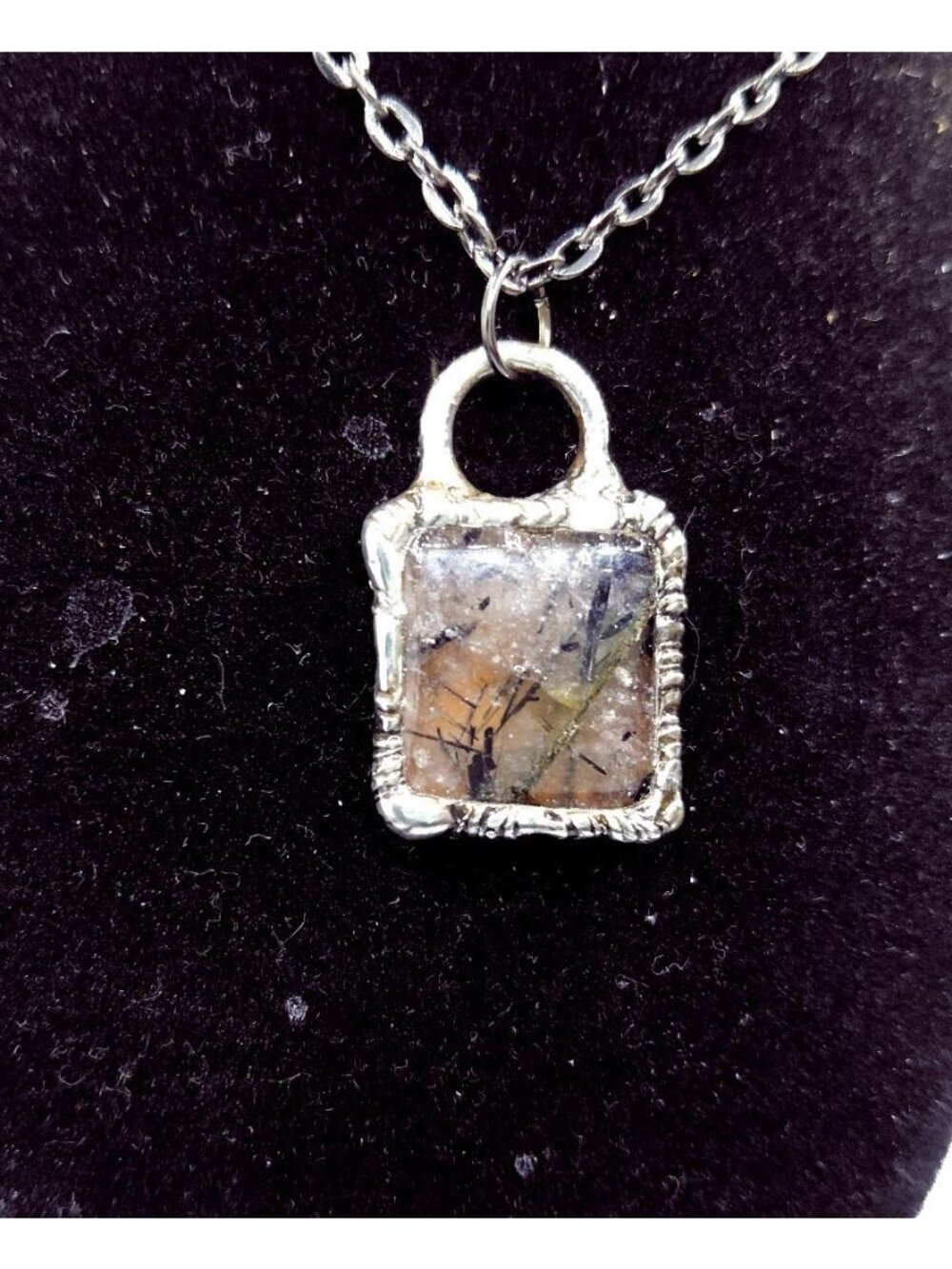 Rutilated quartz crystal necklace handmade